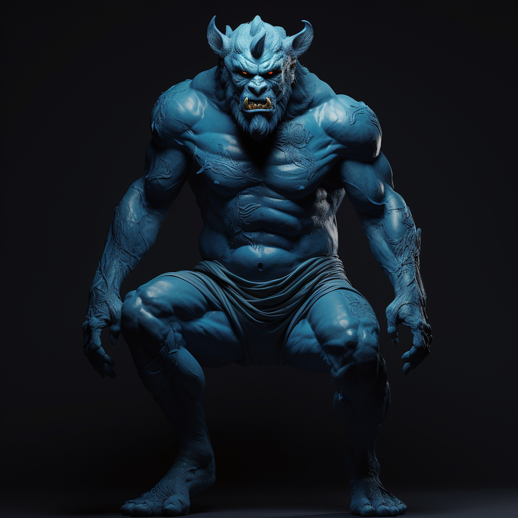 Digital Blue Oni Full Body