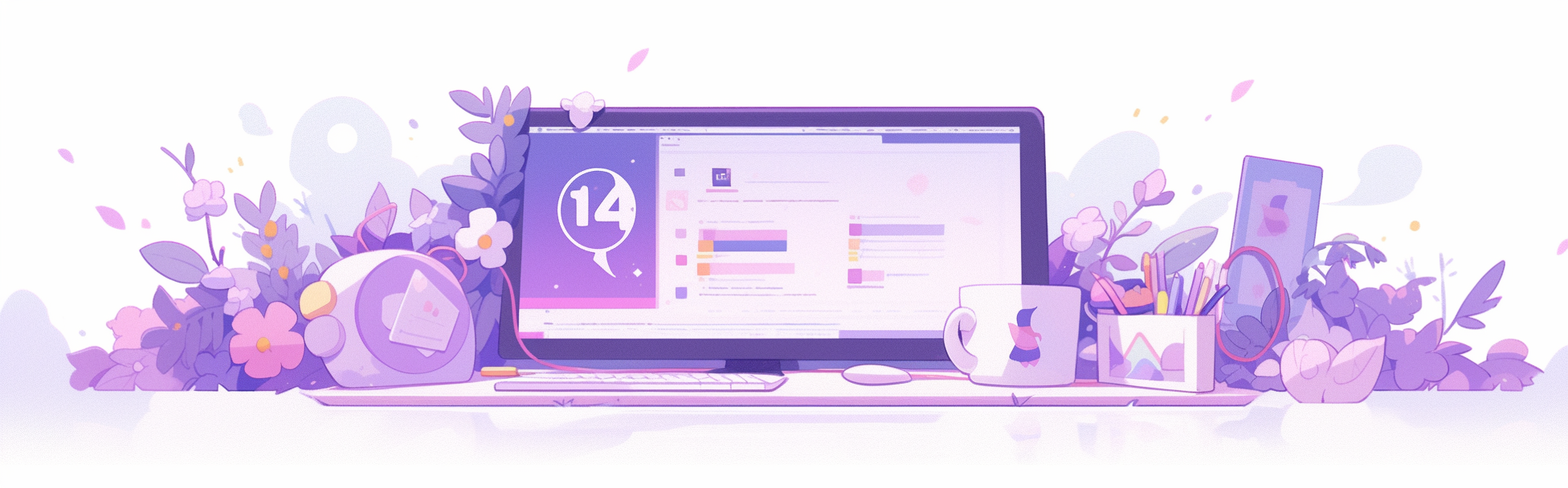 Minimalistic purple and white LinkedIn banner