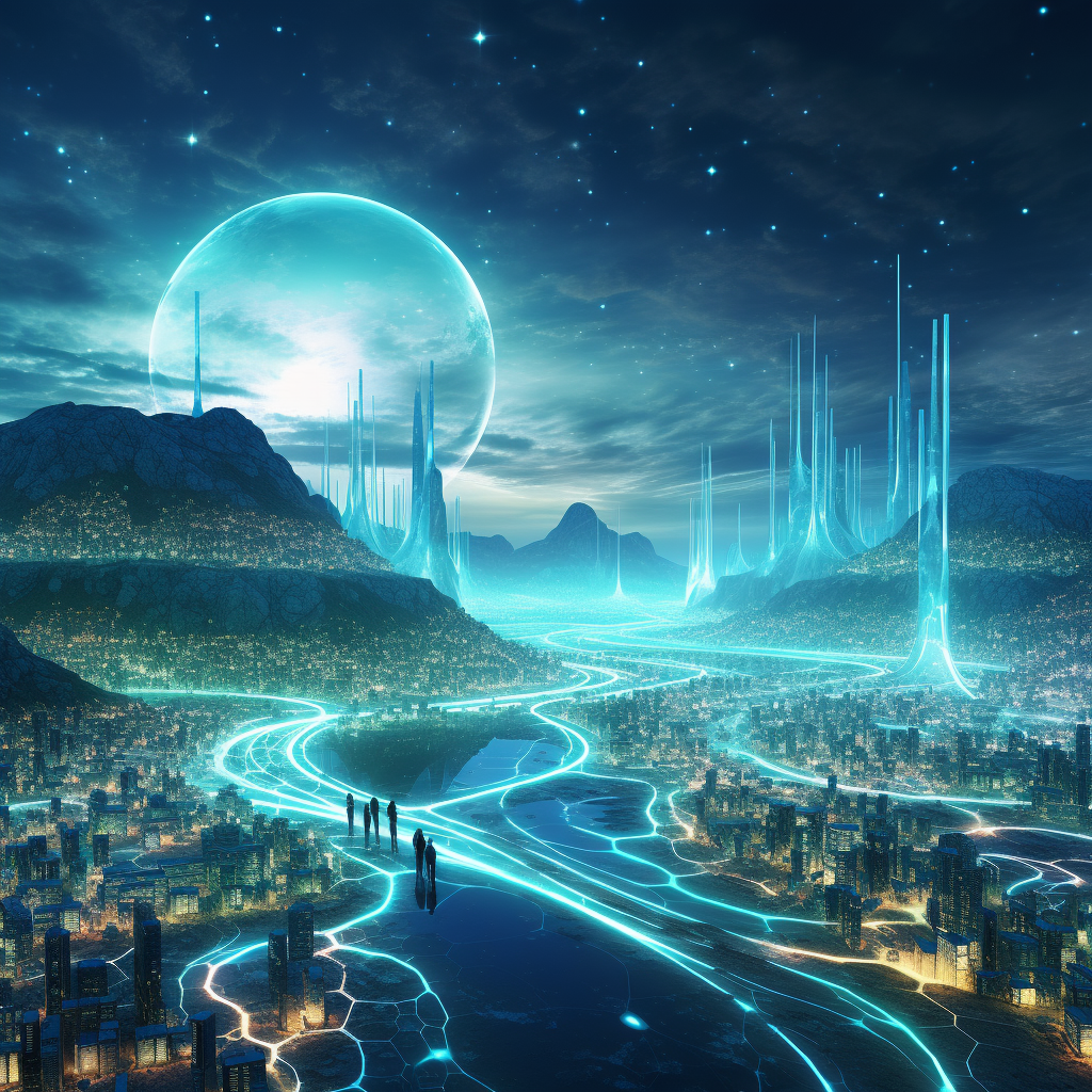 Captivating digital network landscape artwork