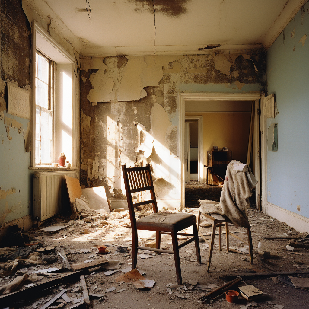 Abandoned room in English council estate