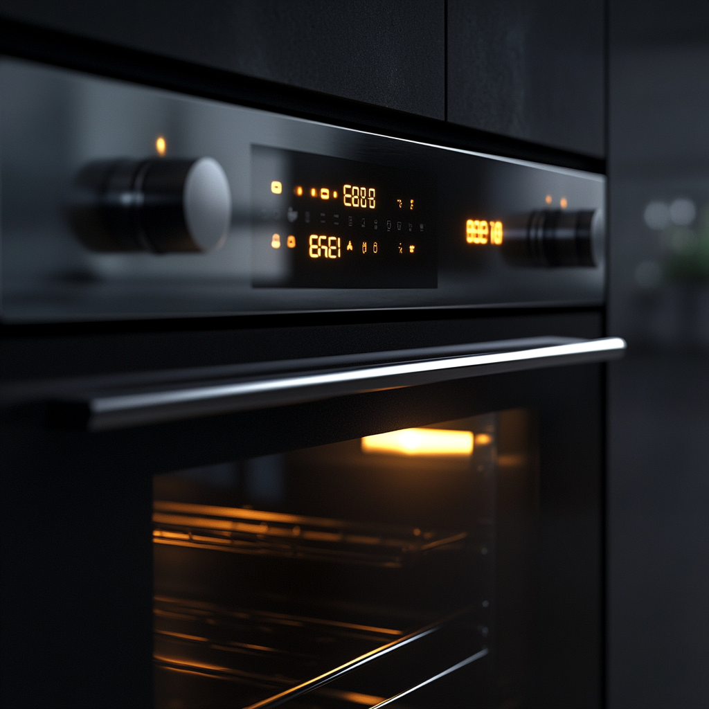 Glowing stainless steel oven display