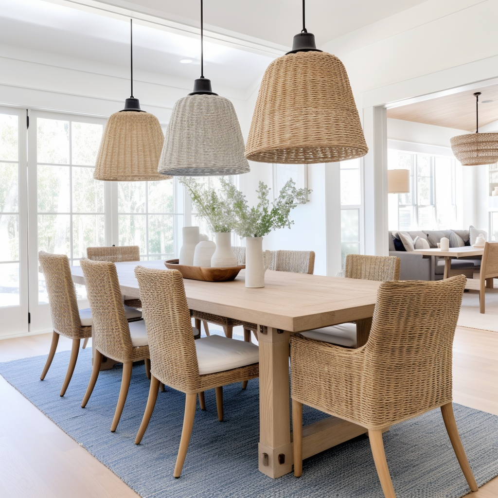 Transitional masculine style dining room with blue accents