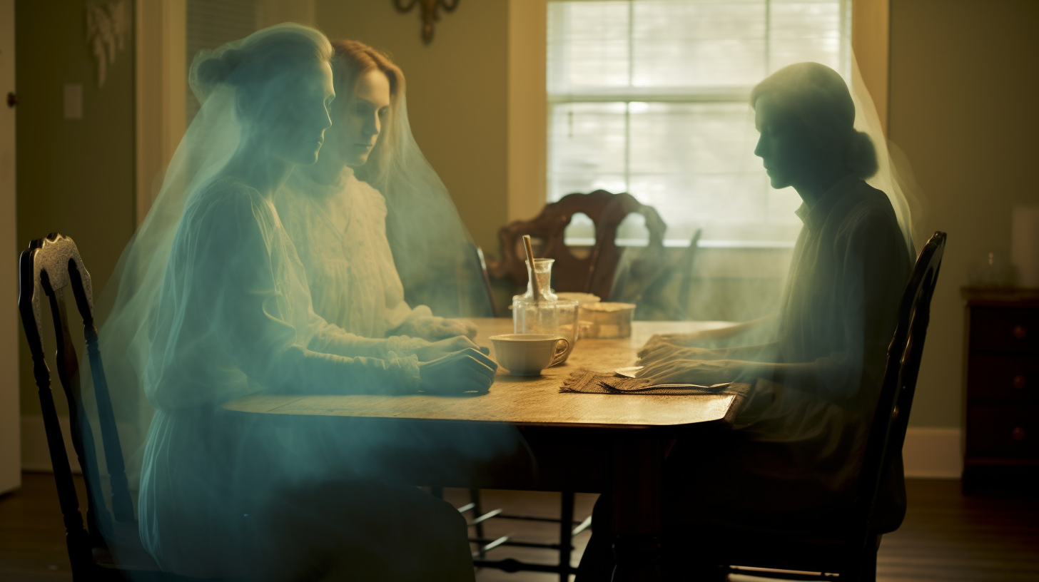 Ghost in dining room table scene