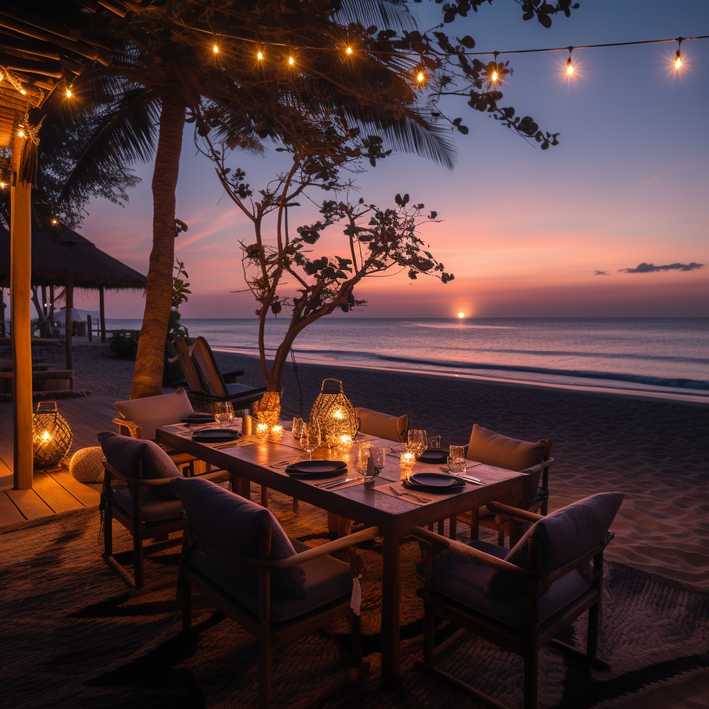 Dinner on Beach with Starry Sky or Sunset