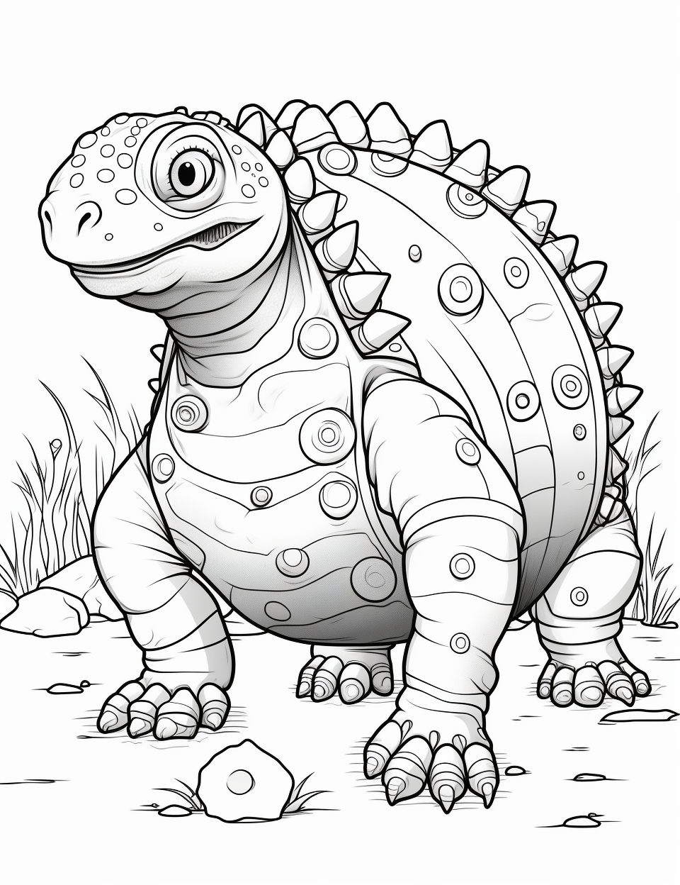 Coloring page of Dinopunk Dansaekhwa artwork