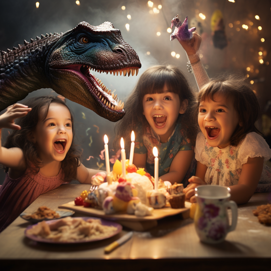 Children Celebrating Dinosaur Birthday