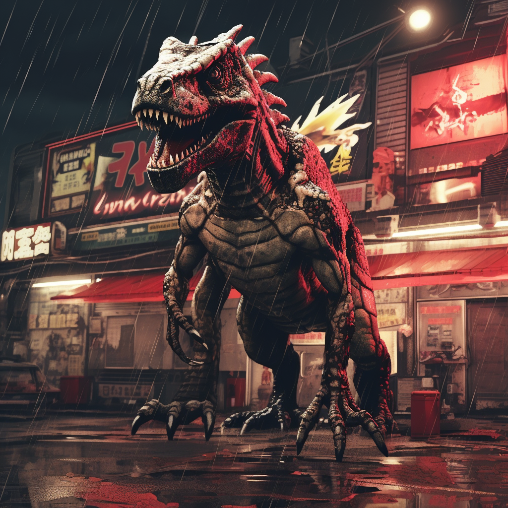 Anime-style futuristic robot dinosaur image