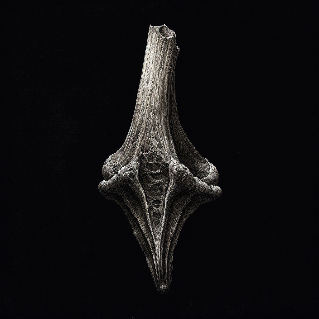 Dinosaur Femur Bone Sketch Dark Background