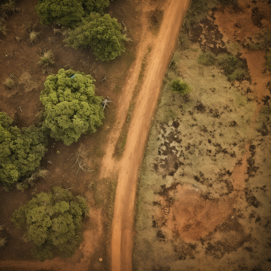 Beautiful aerial dirt road view