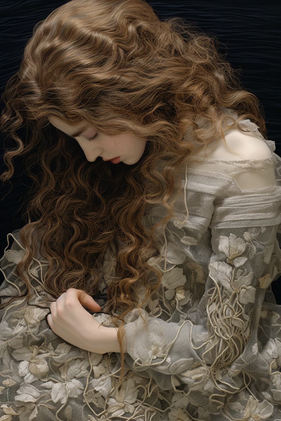 Woman embroidering intricate design