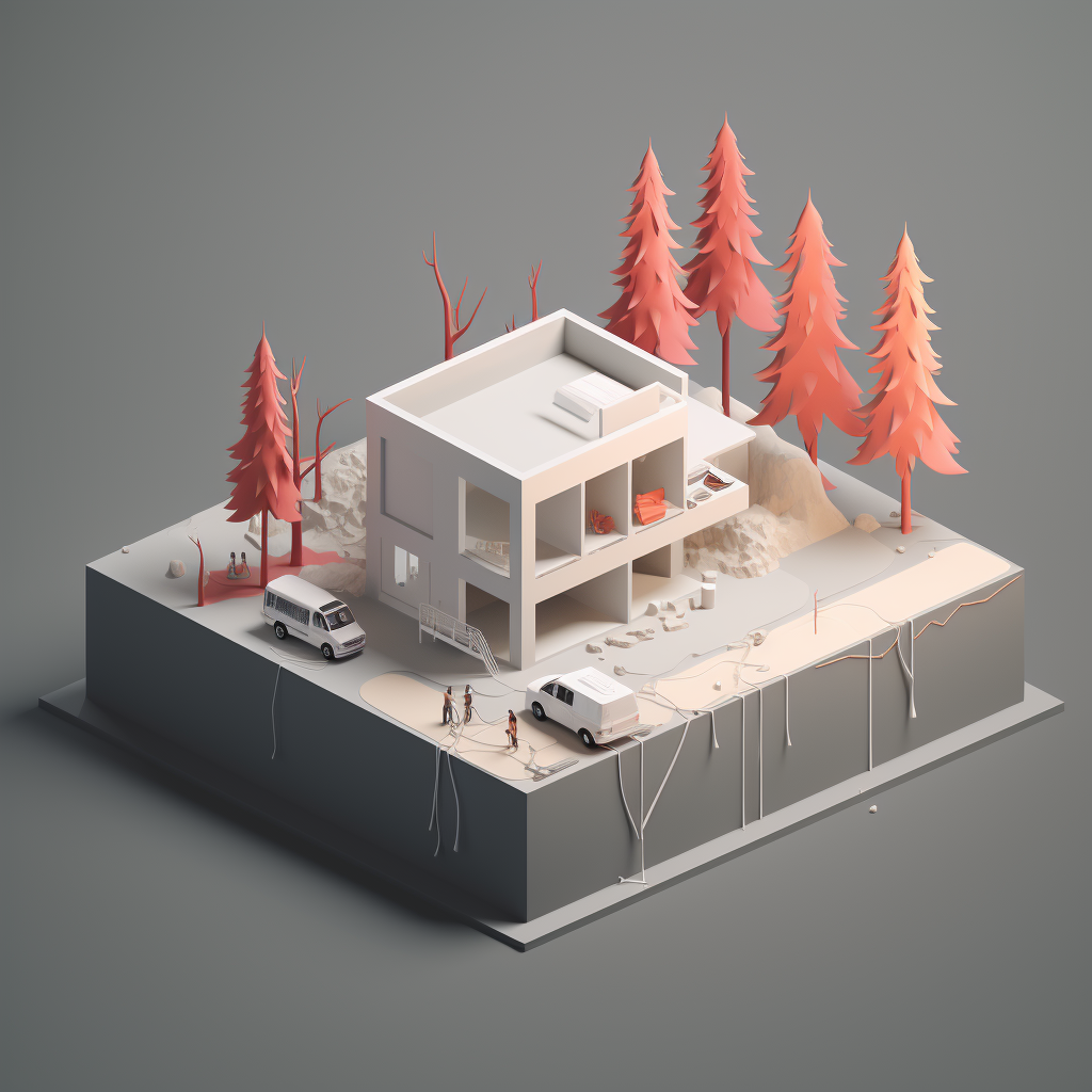 Isometric Disaster Recovery Job Site