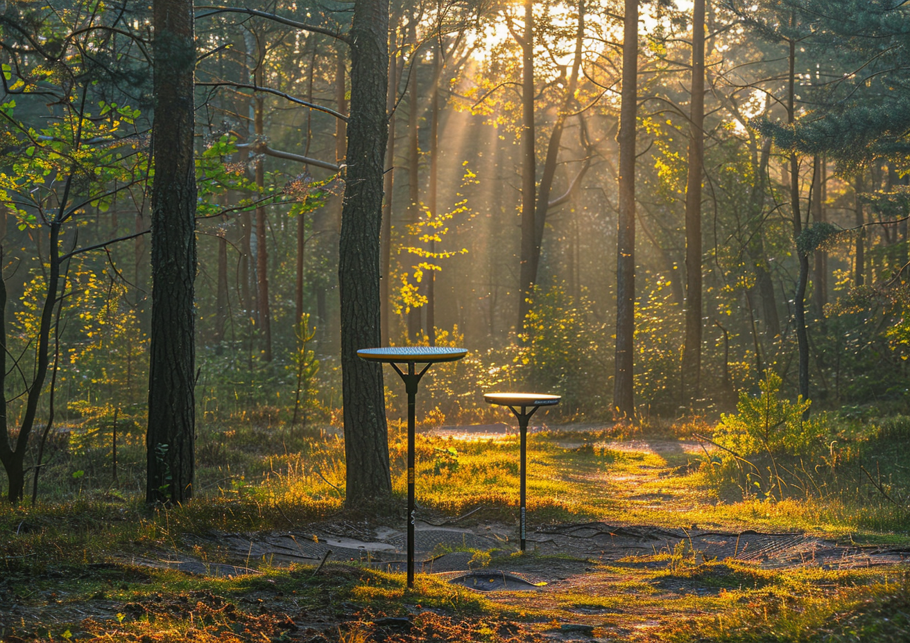 Disc Golf Forest Morning Light Rays