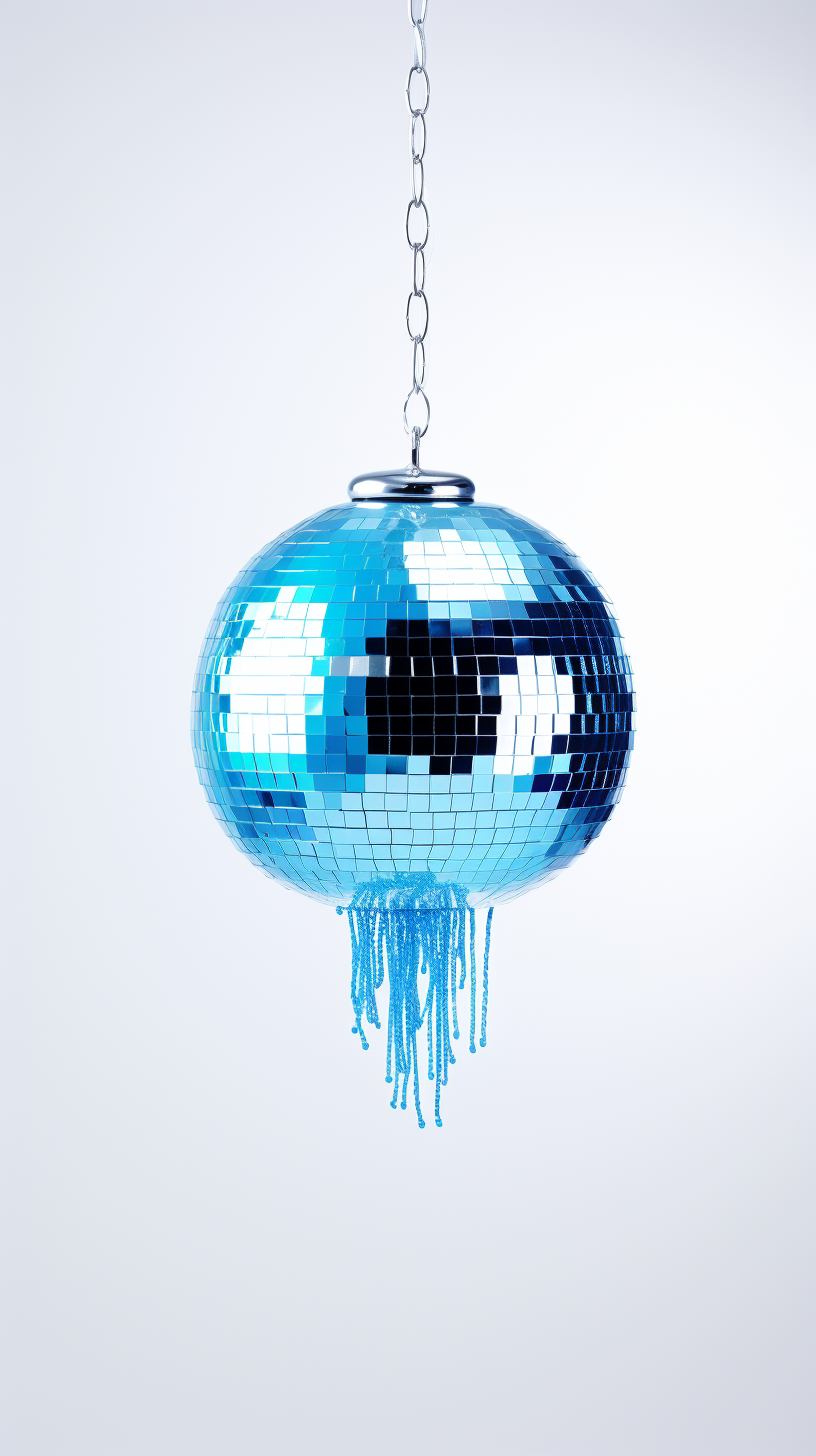 Disco ball with blue liquid chrome