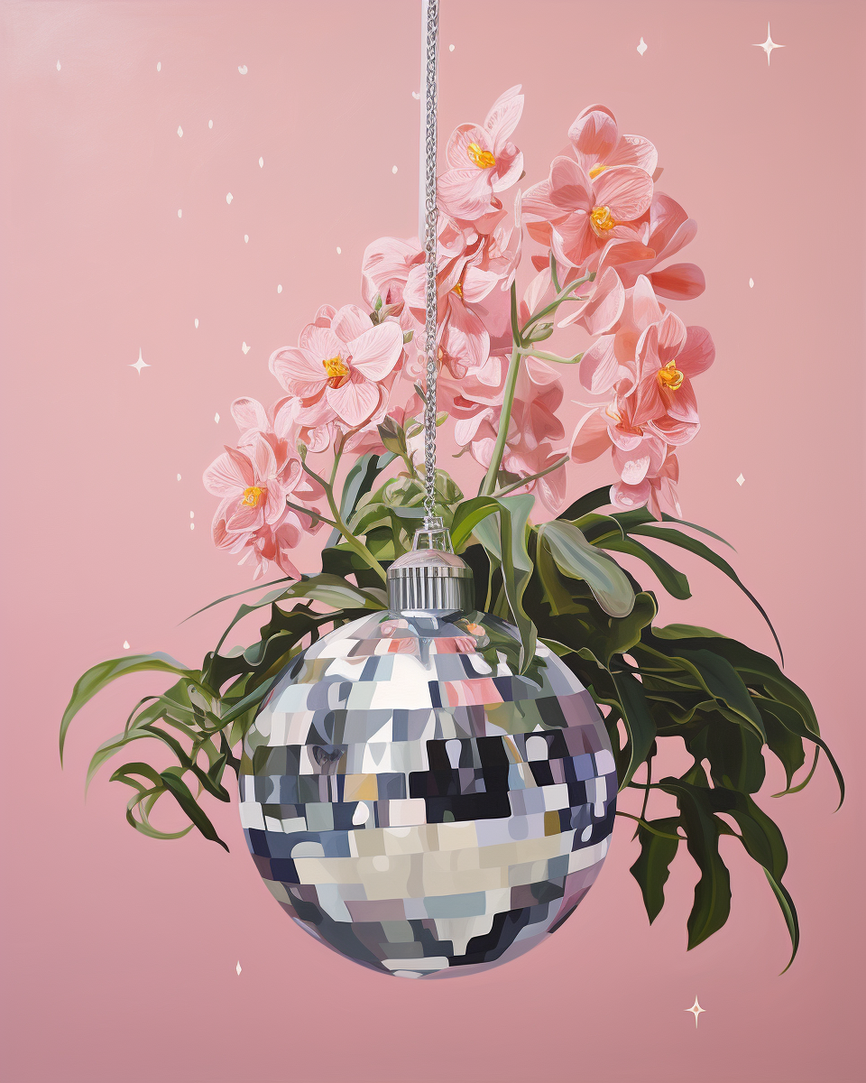 Disco Ball Hanging Planter with Modern Flowers