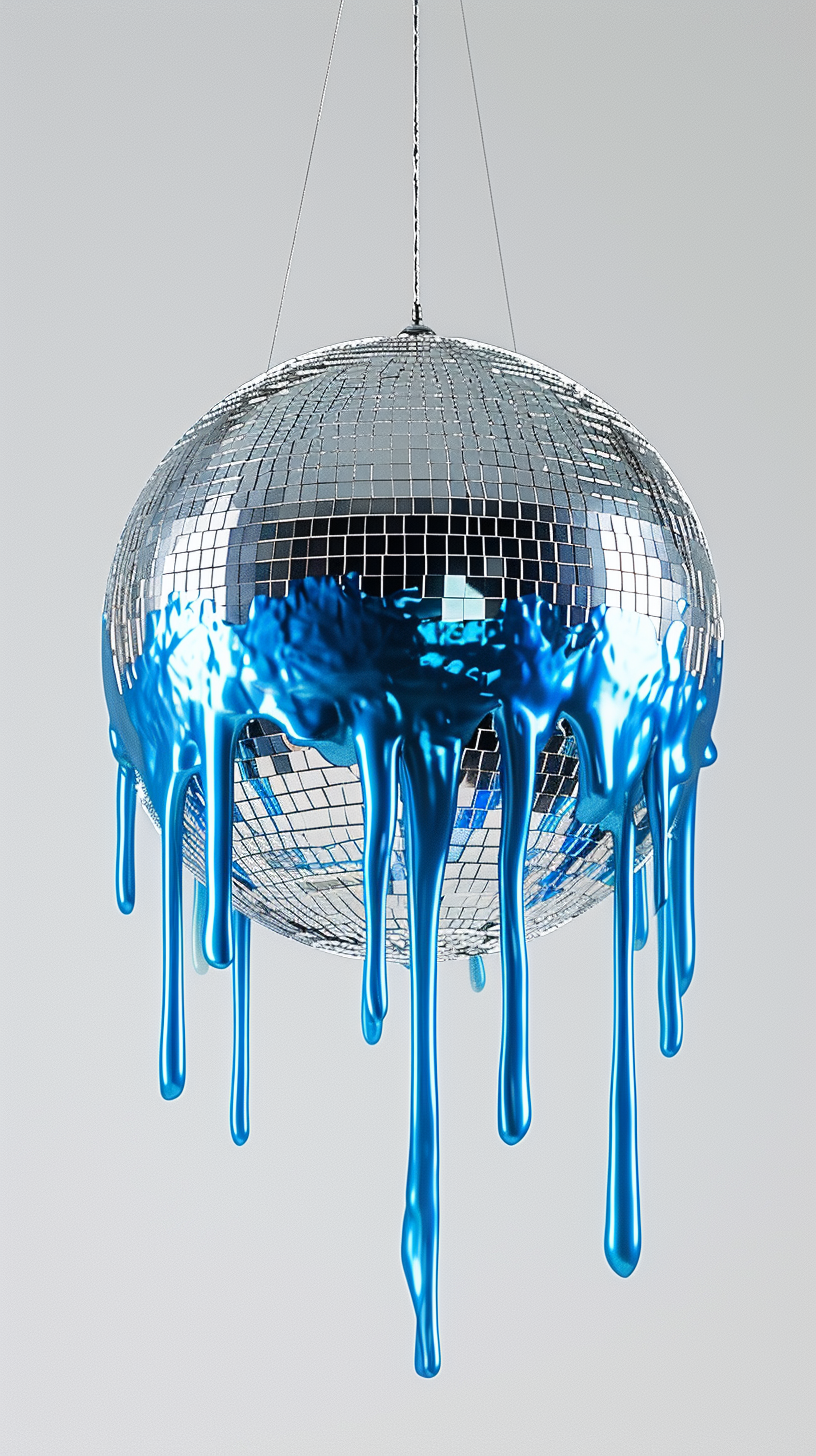 Disco ball hanging shiny blue chrome