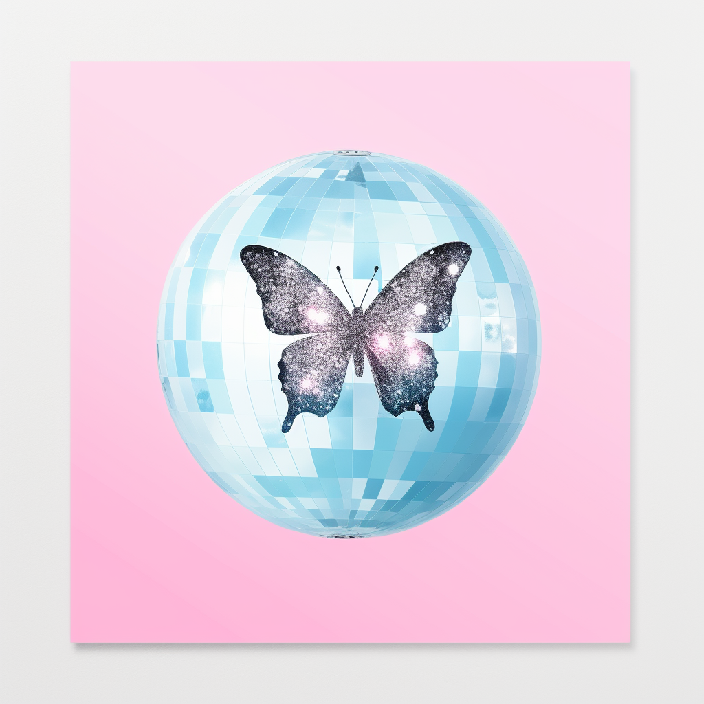 Cute disco ball print with butterfly