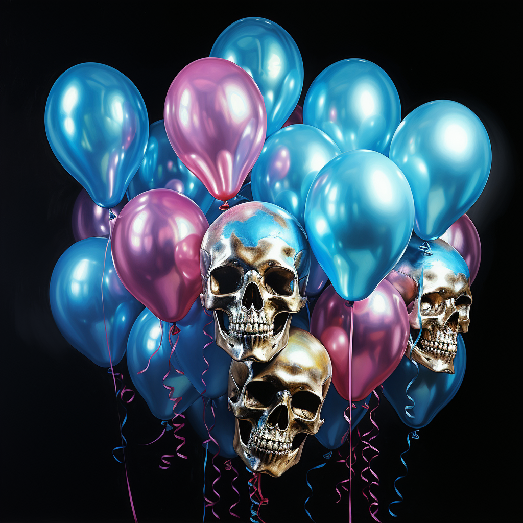 Skull in Disco Club with Balloons