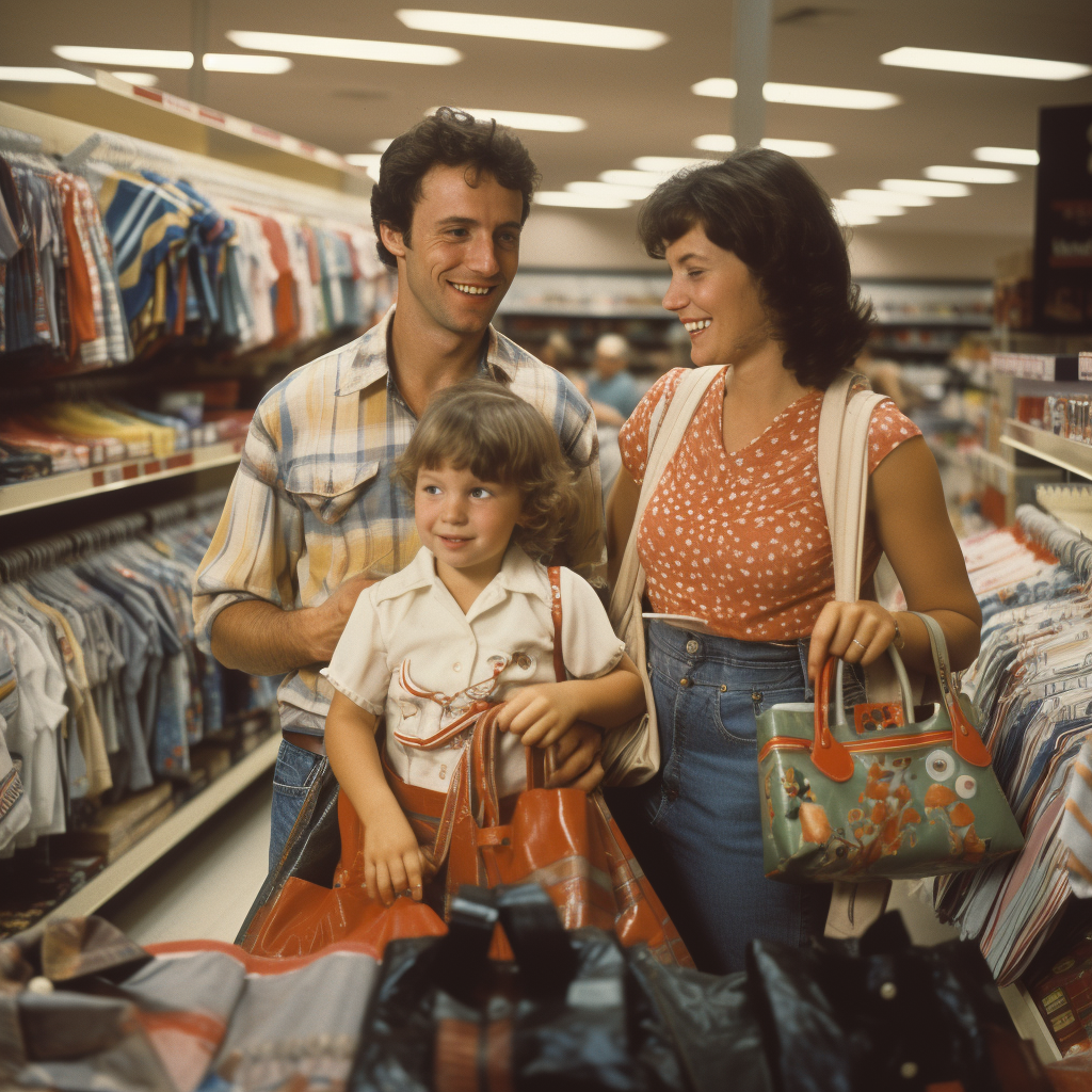 Family shopping in discount department store