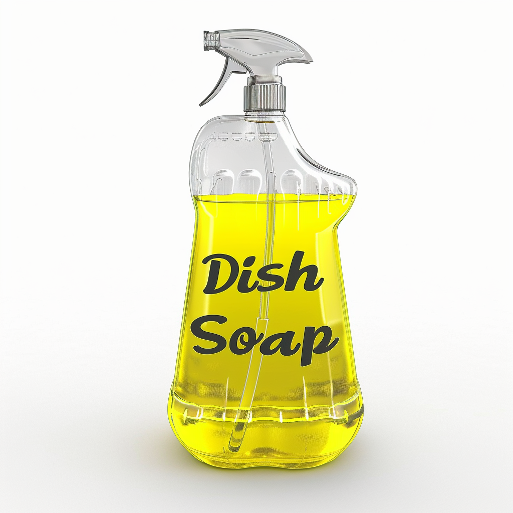 Dish soap bottle with yellow liquid