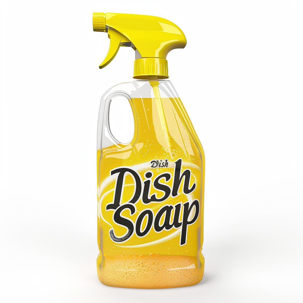 Yellow Dish Soap Detergent Bottle