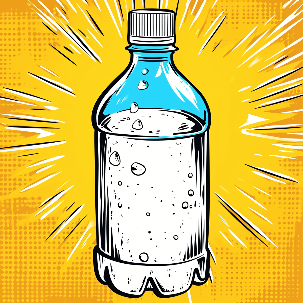 Dishwashing liquid bottle comic book art