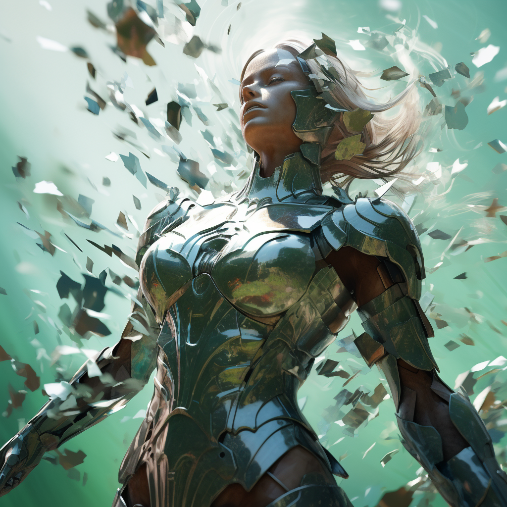 Woman Disintegrating Armor Beautifully