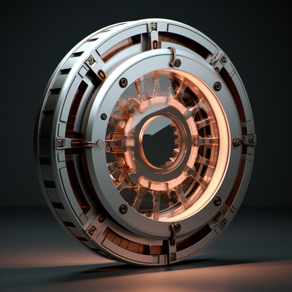 Sleek circular disk gear window with small inner gears