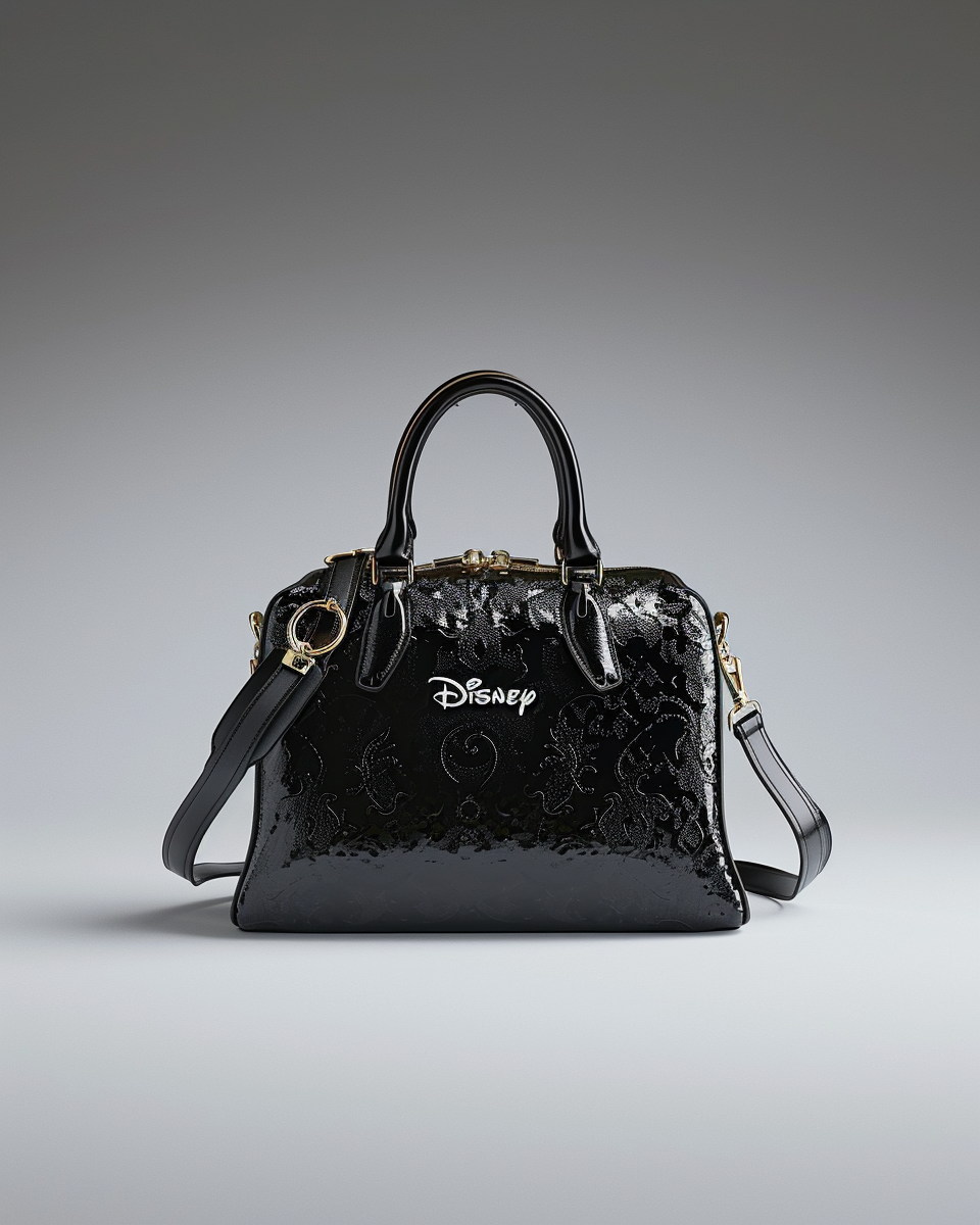 Disney brand luxury bag on gray background