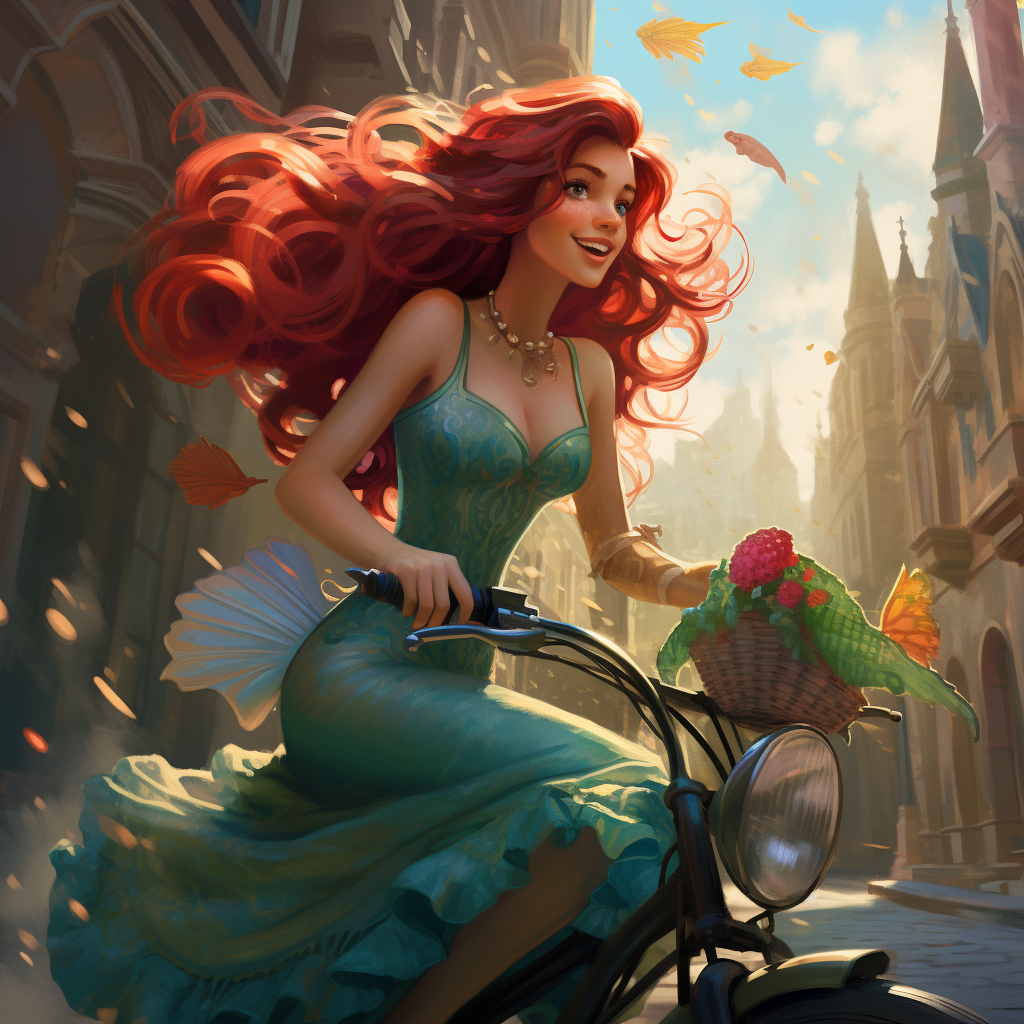 Disney Princesses Riding Bikes Together