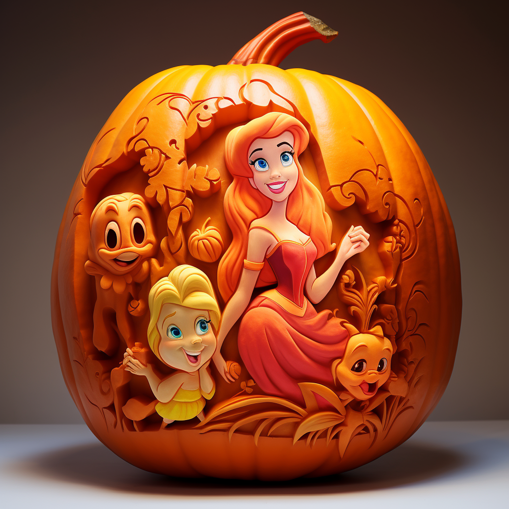 Disney-style pumpkin carving characters