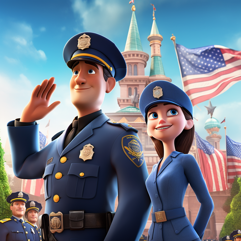 Disney animated film cover with patriotic flag salute