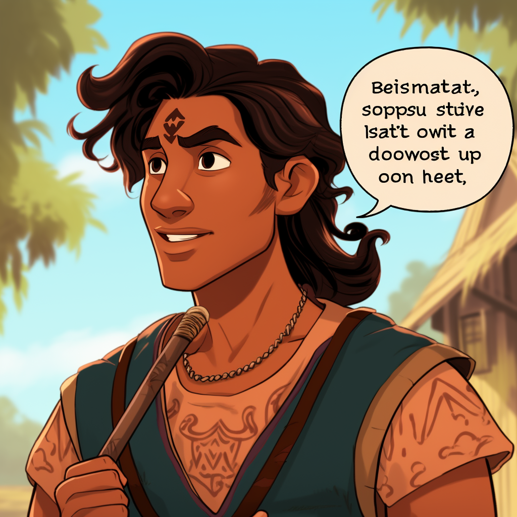 Young Indian person in Disney comic style with speech bubble