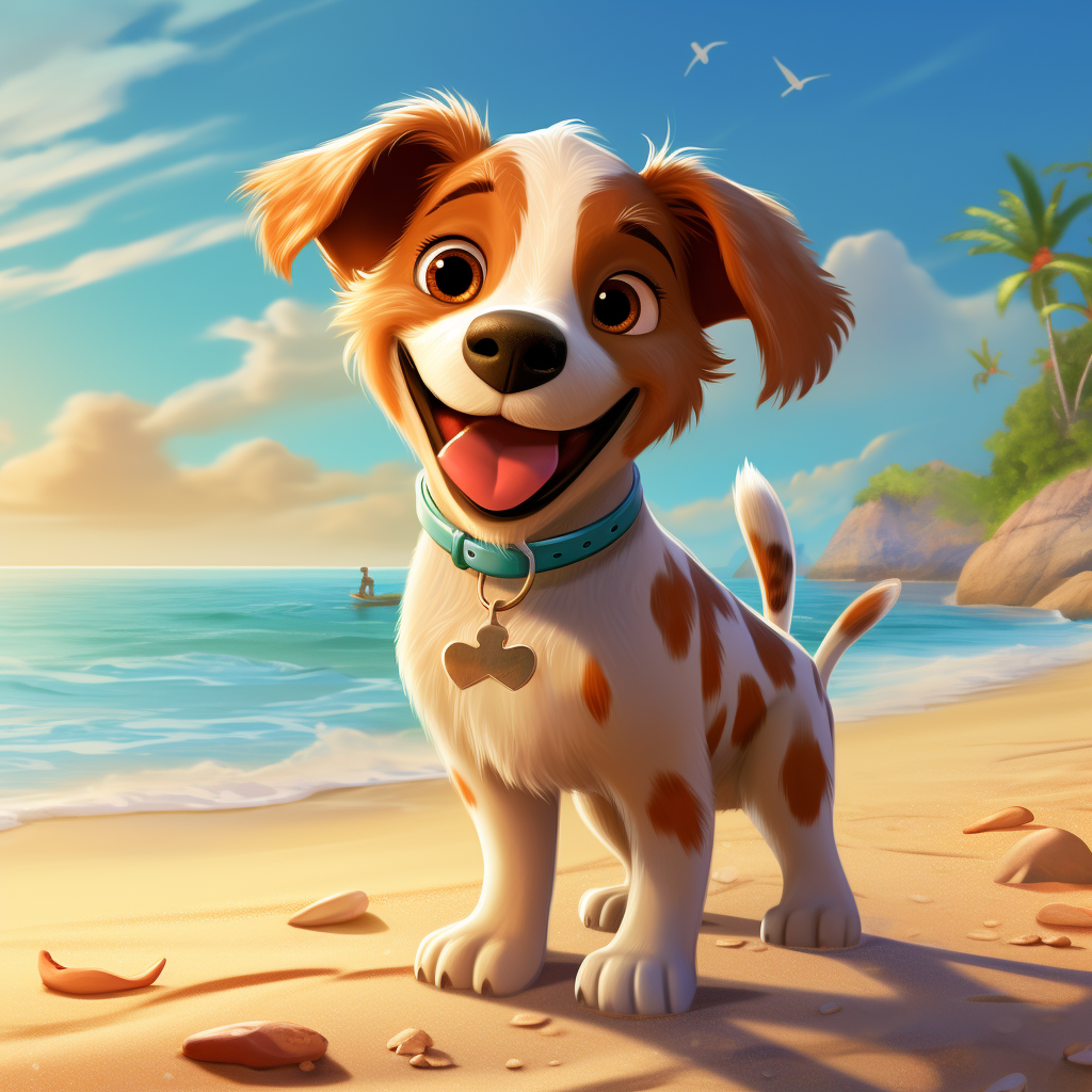 Disney-inspired dog at the beach clipart