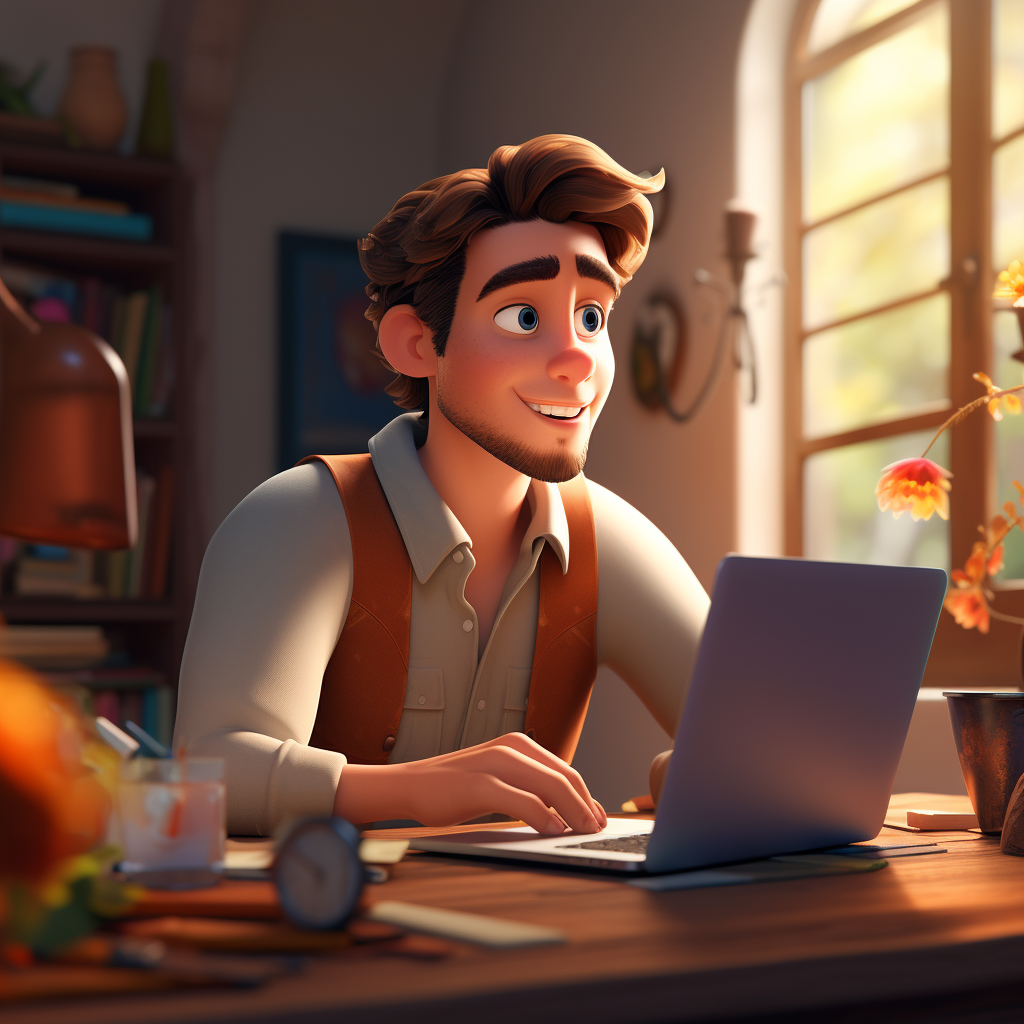 Graphic designer freelancer in Disney animated 3D