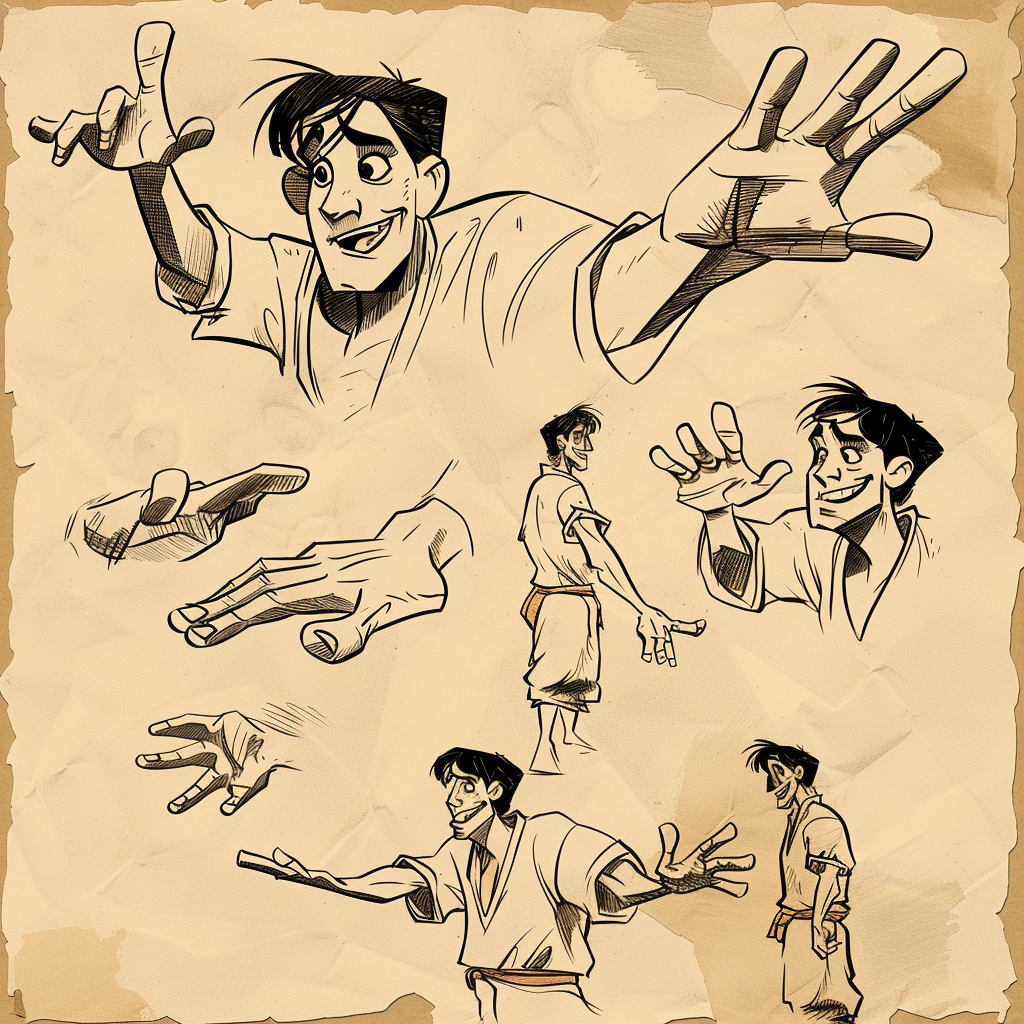 Disney character hand sheet drawing