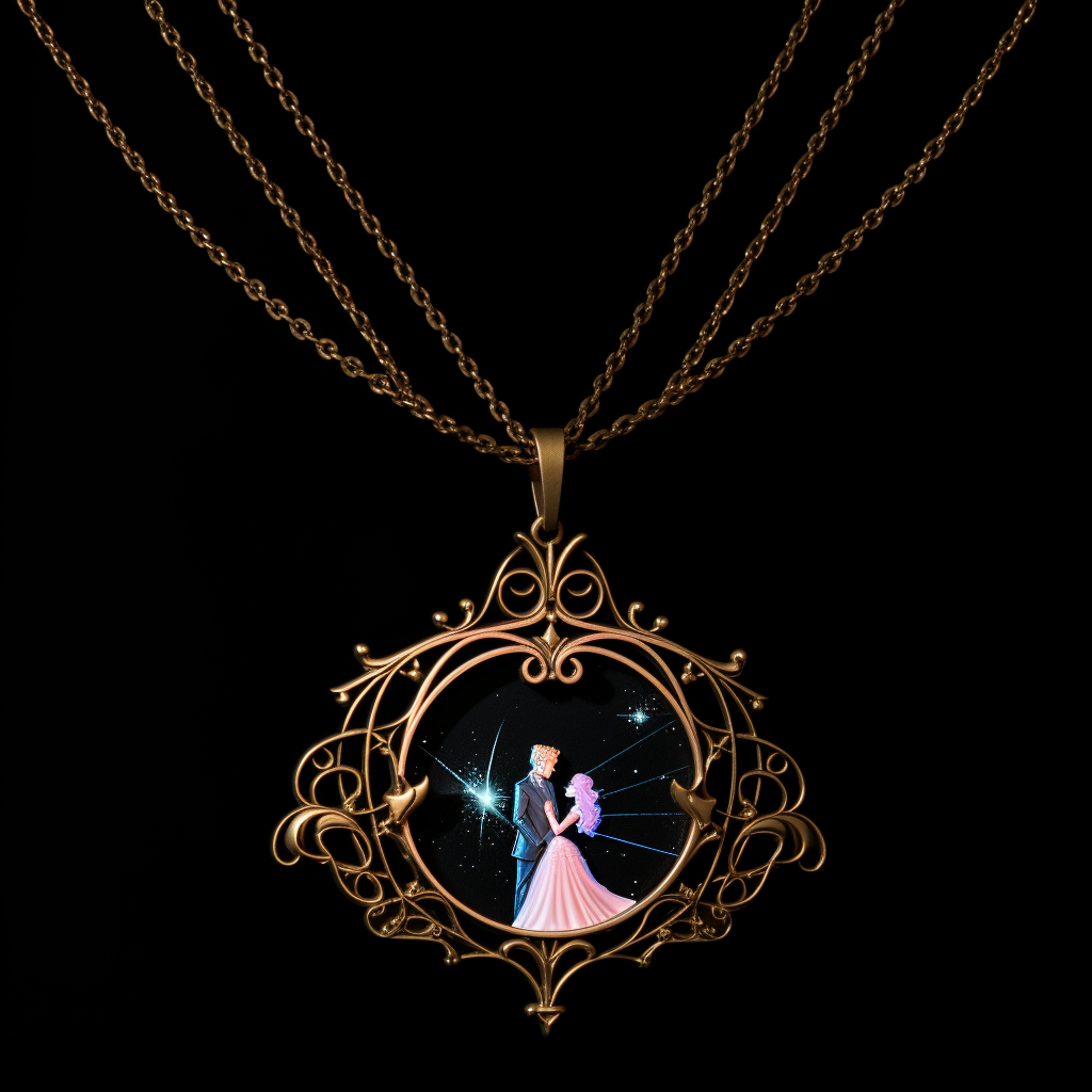 Disney Couples Necklace on Black Background