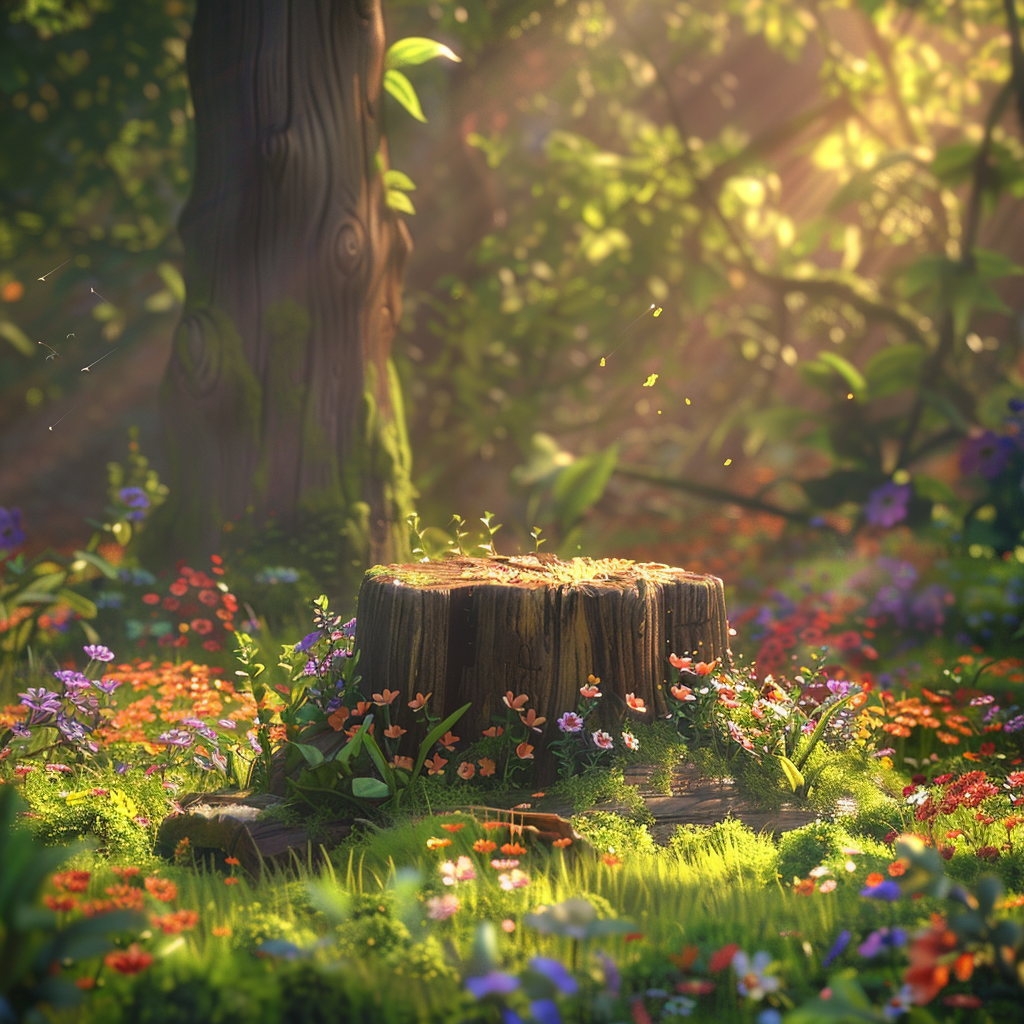 Pixar forest pedestal colorful bright