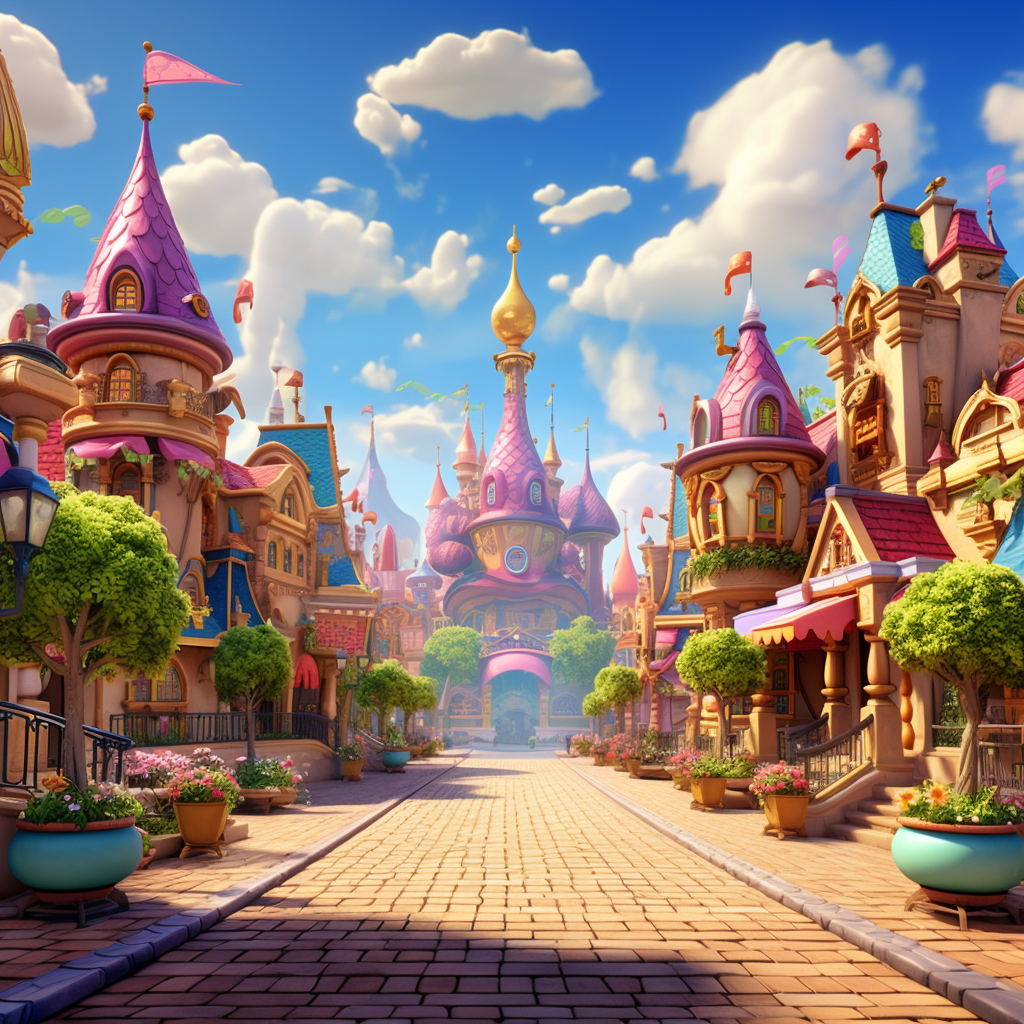 Colorful Disney art scene