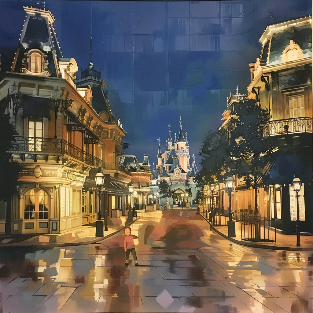 Disneyland Paris Mainstreet Night Polaroid Building