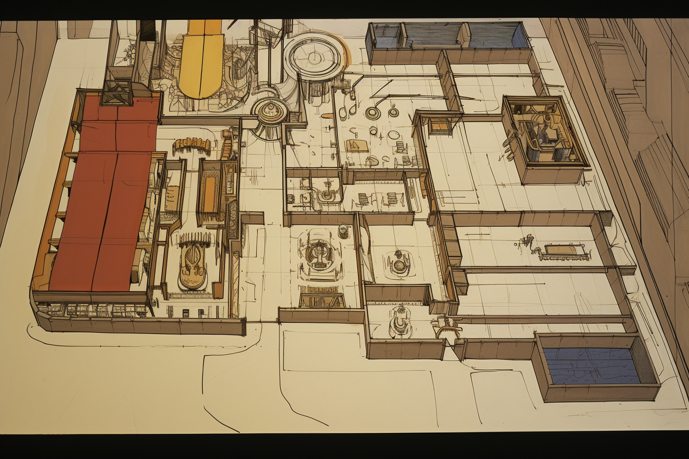 Isometric drawing of Disneyland Small World Ride