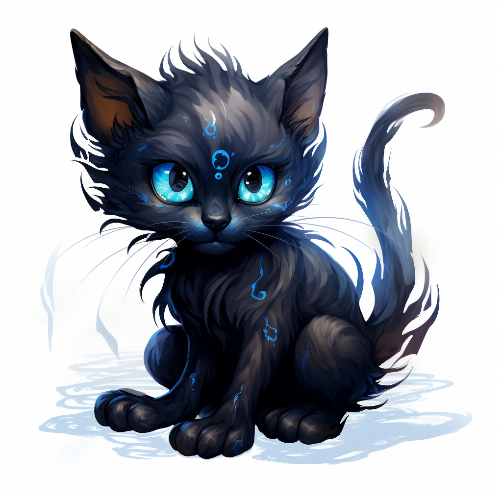 Cute kitten with blue eyes and four tails