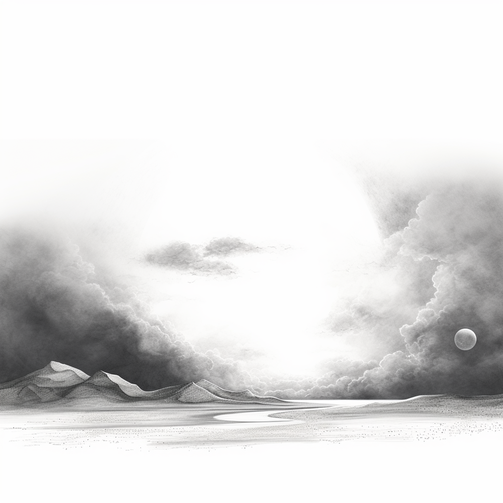 Black and White Distant Sky Illustration