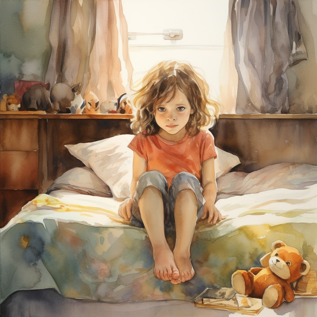 distressed child watercolor room