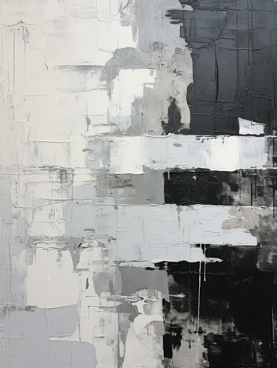 Black and white abstract distressed concrete wall painting