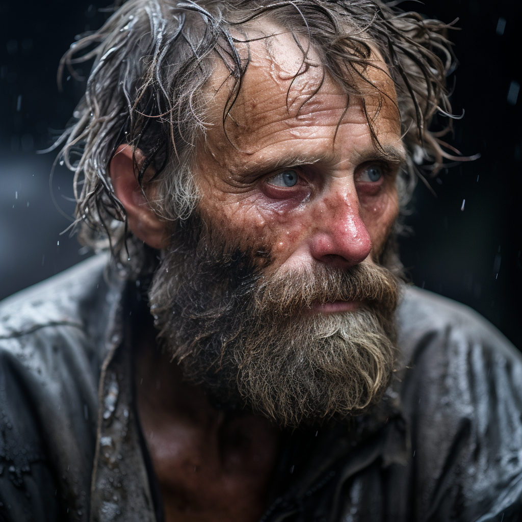 Distressed man in urban setting