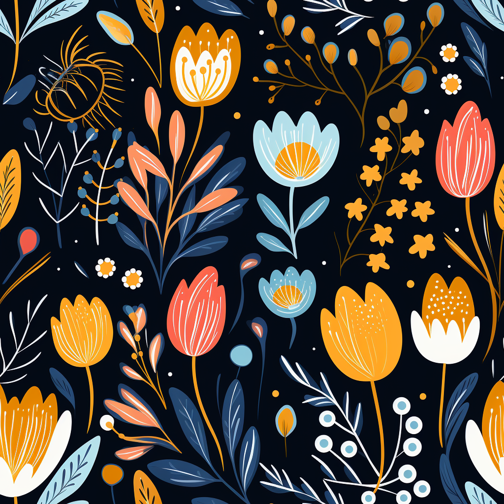 Colorful ditsy Matisse floral vector