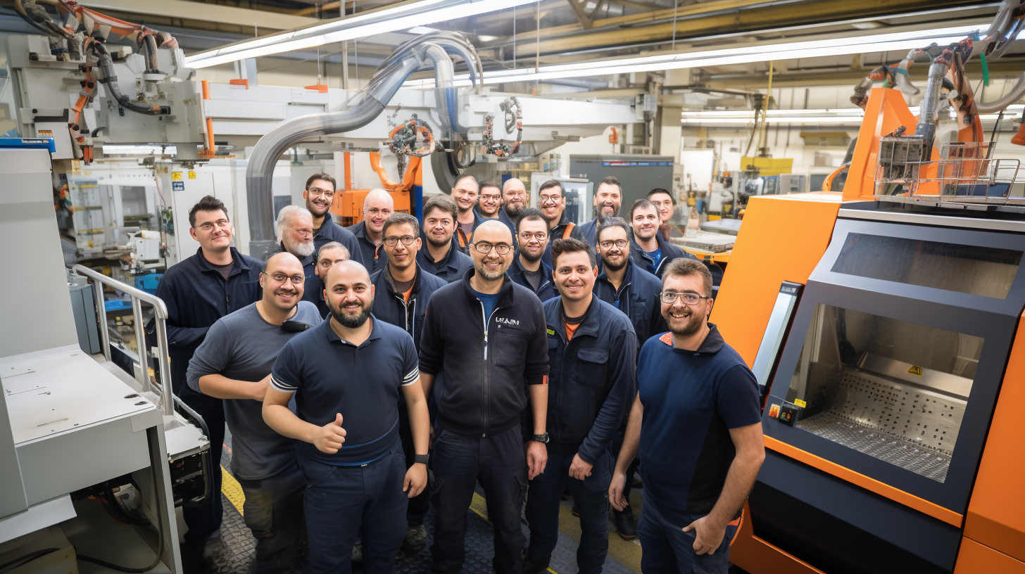 Diverse CNC Engineers Team in Hall