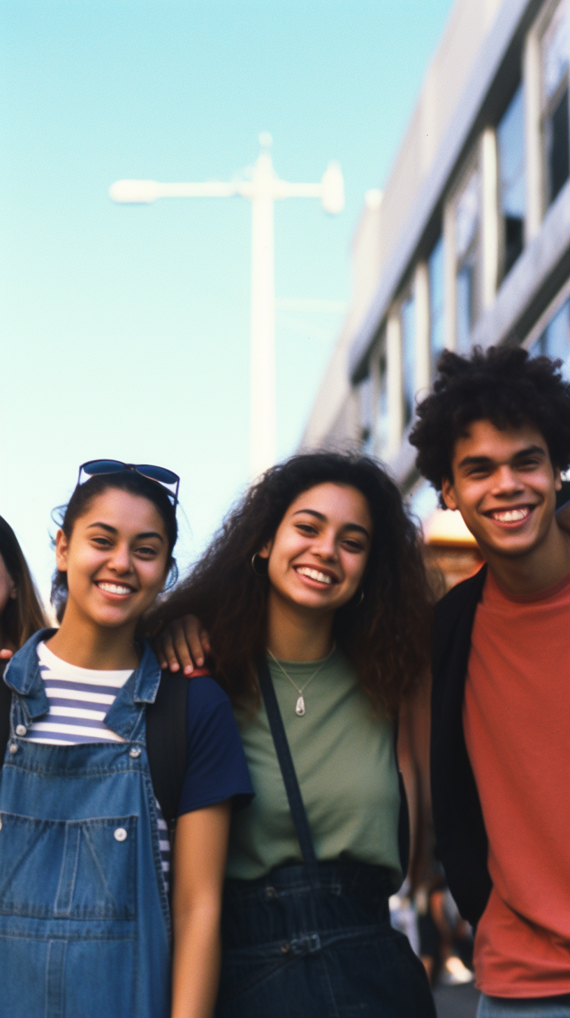 Happy diverse college students enjoying themselves