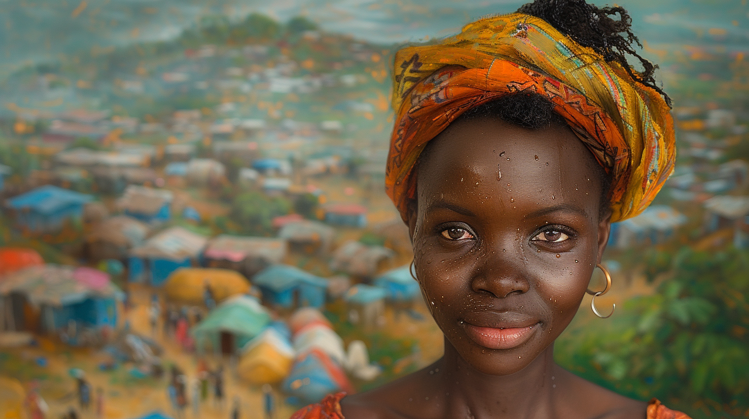 Diverse humanitarian smiling in refugee camp