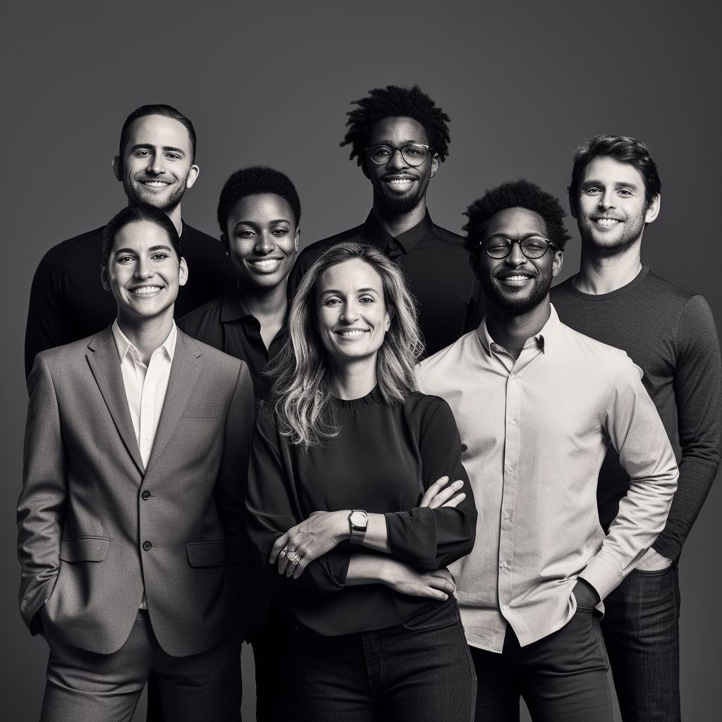 Smiling diverse startup founders team